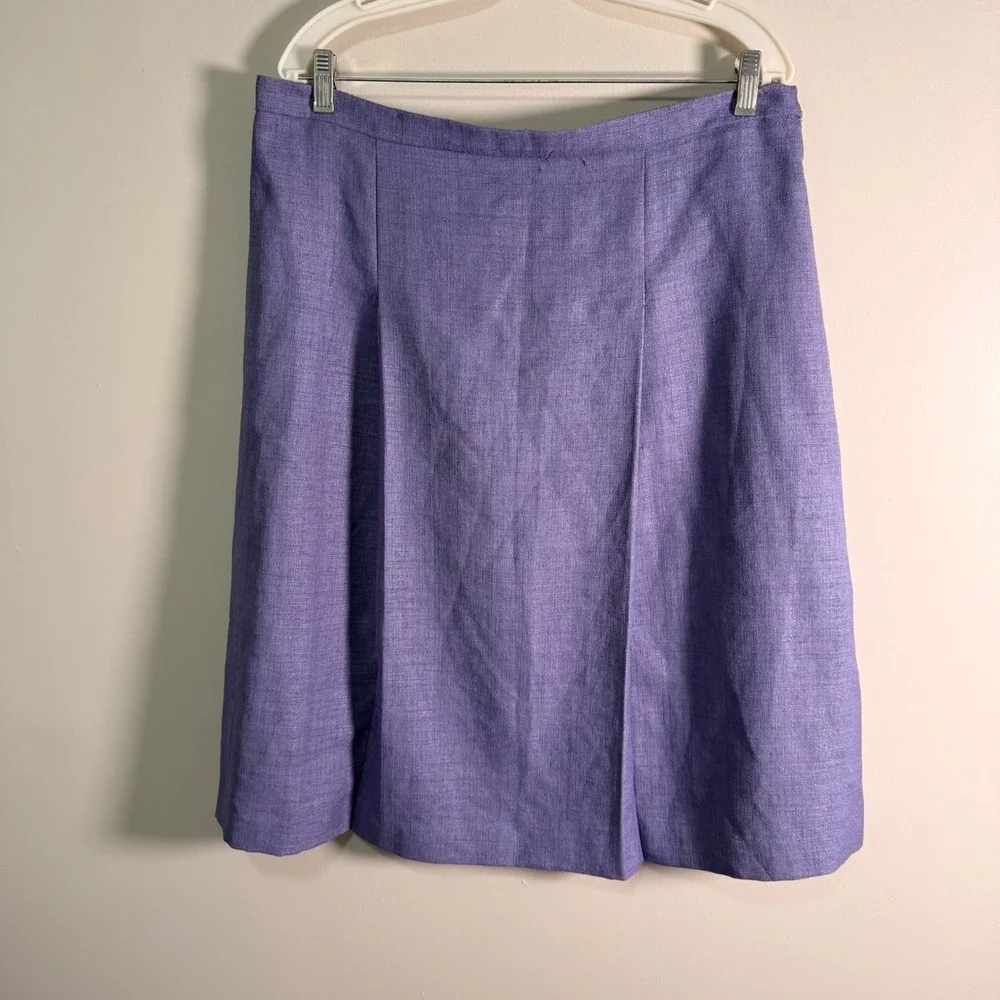 Leslie Fay Purple Textured A-Line Skirt Elastic Back Size 18 141223M